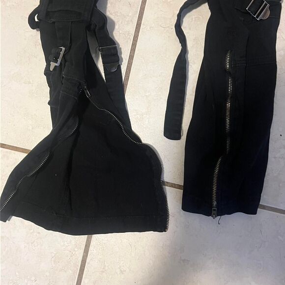 Hot Topic Goth Techwear Black Skinny Cargo Pants with straps and zipper ankles - Picture 2 of 5
